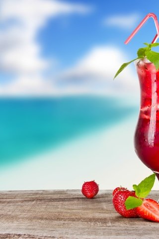 Обои клубника, бокал, ягоды, коктейль, трубочка, strawberry, glass, berries, cocktail, tube разрешение 2492x1707 Загрузить