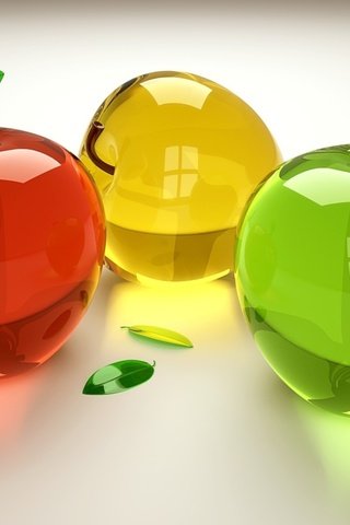 Обои разноцветные, яблоки, графика, стеклянные, 3д, colorful, apples, graphics, glass, 3d разрешение 3840x2400 Загрузить