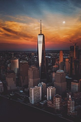 Обои вечер, закат, город, небоскребы, сша, нью-йорк, the evening, sunset, the city, skyscrapers, usa, new york разрешение 1920x1181 Загрузить