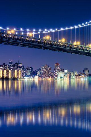 Обои ночь, огни, мост, город, манхэттен, бруклинский мост, night, lights, bridge, the city, manhattan, brooklyn bridge разрешение 1920x1200 Загрузить