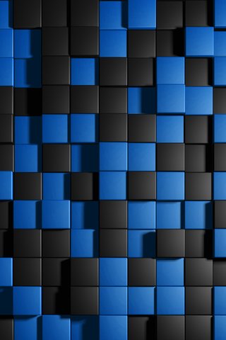 Обои квадраты, кубы, синие, чёрные, squares, cuba, blue, black разрешение 3840x2400 Загрузить