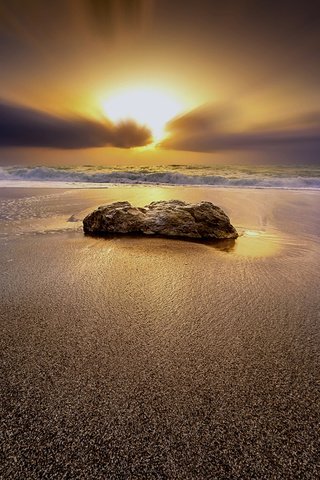 Обои закат, пейзаж, море, песок, пляж, sunset, landscape, sea, sand, beach разрешение 1920x1080 Загрузить