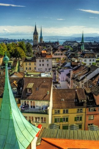 Обои панорама, город, швейцария, здания, цюрих, panorama, the city, switzerland, building, zurich разрешение 2238x1600 Загрузить