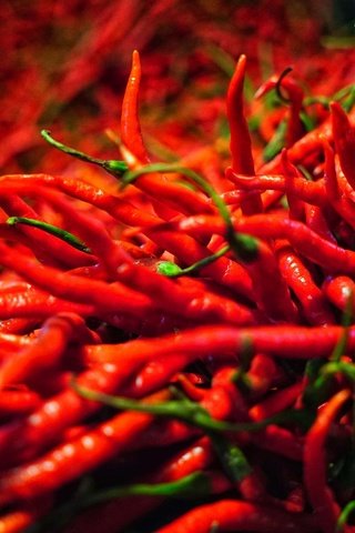 Обои макро, много, чили, перец, перчик, стручки, жгучий перец, macro, a lot, chile, pepper, pods, hot pepper разрешение 2048x1368 Загрузить