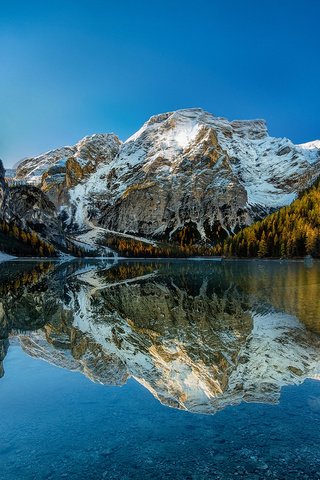 Обои небо, dolomites, braies lake, озеро, vdpfreelancer, горы, природа, отражение, пейзаж, италия, солнечные лучи, the sky, lake, mountains, nature, reflection, landscape, italy, the sun's rays разрешение 1920x1200 Загрузить