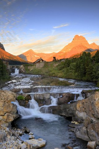 Обои горы, закат, речка, mountains, sunset, river разрешение 2048x1365 Загрузить