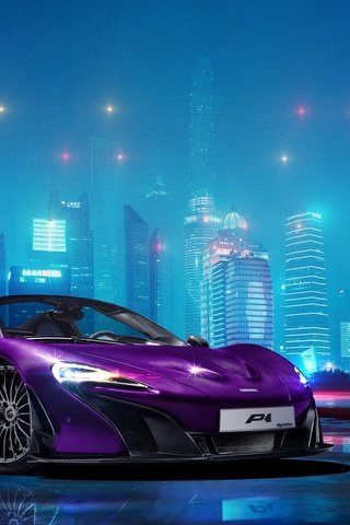 Обои огни, город, фиолетовый, автомобиль, макларен, lights, the city, purple, car, mclaren разрешение 1920x1200 Загрузить