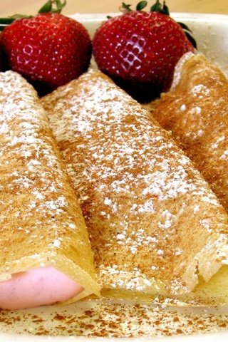 Обои клубника, блинчики, сахарная пудра, блины, начинка, strawberry, pancakes, powdered sugar, filling разрешение 1920x1080 Загрузить