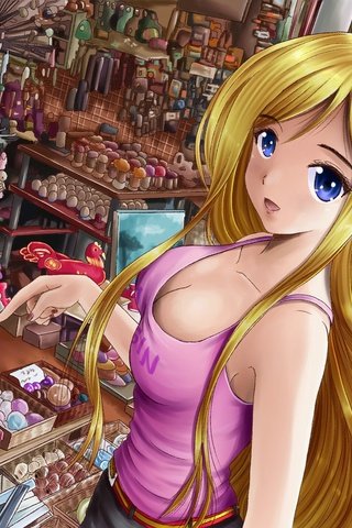 Обои девушка, аниме, голубоглазая, светловолосая, girl, anime, blue-eyed, blonde разрешение 1920x1080 Загрузить