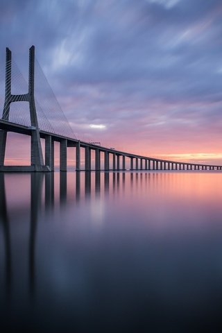 Обои небо, мост, португалия, лиссабон, вантовый мост, vasco da gama bridge, мост васко да гама, the sky, bridge, portugal, lisbon, cable-stayed bridge, bridge vasco da gama разрешение 2048x1366 Загрузить