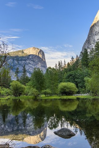 Обои река, горы, природа, лес, пейзаж, йосемите, river, mountains, nature, forest, landscape, yosemite разрешение 3840x2400 Загрузить