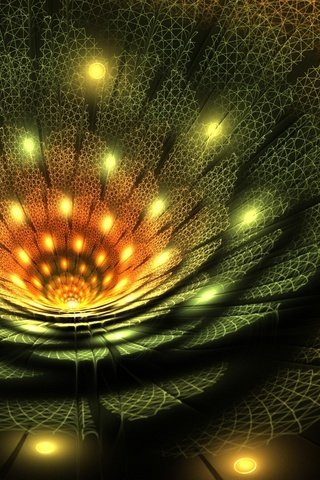 Обои свет, абстракция, цветок, лепестки, фрактал, light, abstraction, flower, petals, fractal разрешение 1920x1200 Загрузить