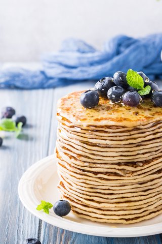 Обои черника, завтрак, мед, блины, blueberries, breakfast, honey, pancakes разрешение 5626x3751 Загрузить