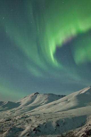 Обои горы, снег, зима, пейзаж, северное сияние, арктика, mountains, snow, winter, landscape, northern lights, arctic разрешение 1920x1200 Загрузить