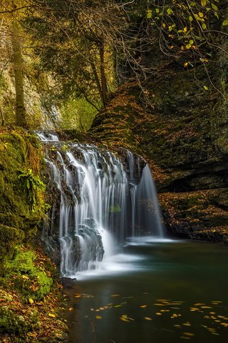 Обои река, природа, листья, водопад, осень, river, nature, leaves, waterfall, autumn разрешение 1920x1200 Загрузить