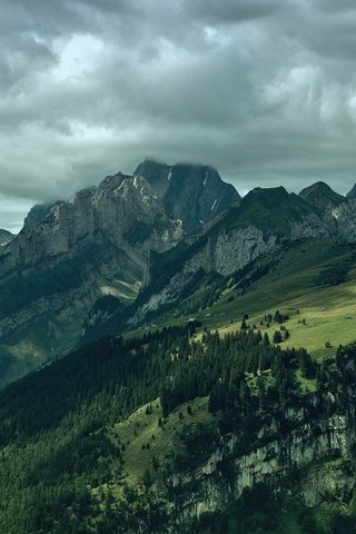 Обои небо, облака, горы, швейцария, alpstein, the sky, clouds, mountains, switzerland разрешение 2560x1600 Загрузить