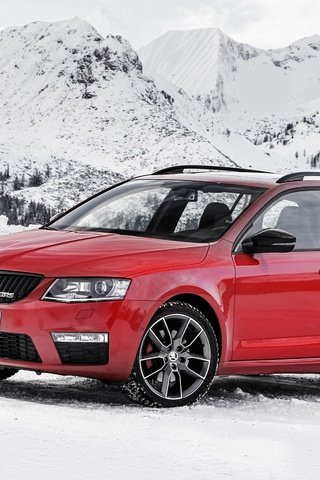 Обои горы, снег, skoda, combi, octavia, шкода, октавия, универсал, mountains, snow, wagon разрешение 2880x1800 Загрузить