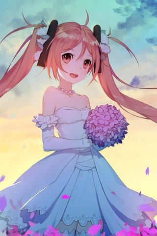 Обои невесты, лоли, twintails, свадебное платье, улыбается, black bullet, aihara enju, bride, loli, wedding dress, smiling разрешение 3070x1944 Загрузить