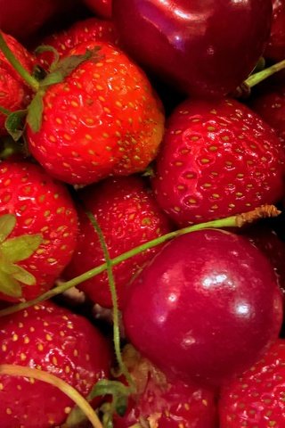 Обои лето, еда, фрукты, клубника, радость, ягоды, вишня, сладкий вкус, summer, food, fruit, strawberry, joy, berries, cherry, sweet taste разрешение 5084x3008 Загрузить