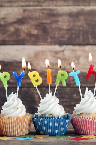 Обои свечи, день рождения, кексы, с днем ​​рождения, candles, birthday, cupcakes, happy birthday разрешение 3840x2400 Загрузить