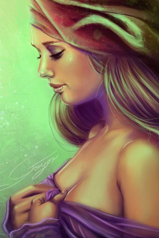 Обои арт, девушка, профиль, лицо, живопись, декольте, serge marshennikov, art, girl, profile, face, painting, neckline разрешение 3658x2639 Загрузить