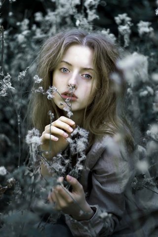 Обои цветы, greta larosa, природа, стиль, девушка, портрет, взгляд, модель, волосы, flowers, nature, style, girl, portrait, look, model, hair разрешение 4960x3307 Загрузить