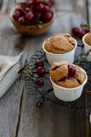 Обои ягоды, вишня, кексы, маффины, berries, cherry, cupcakes, muffins разрешение 1920x1080 Загрузить
