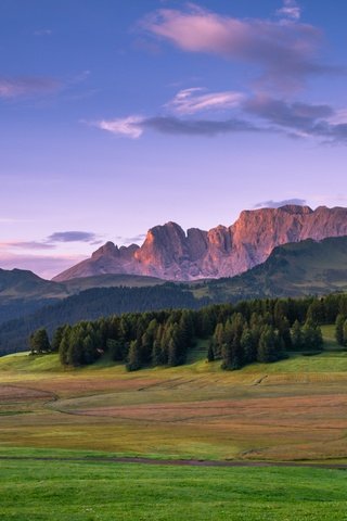 Обои небо, трава, облака, деревья, горы, лес, домик, хижина, the sky, grass, clouds, trees, mountains, forest, house, hut разрешение 5472x3648 Загрузить