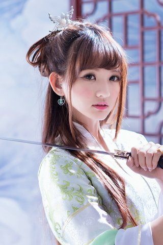 Обои девушка, меч, взгляд, лицо, самурай, кимоно, катана, girl, sword, look, face, samurai, kimono, katana разрешение 2560x1600 Загрузить