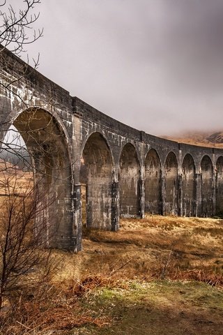 Обои облака, шотландия, виадук, гленфиннан, clouds, scotland, viaduct, glenfinnan разрешение 2048x1152 Загрузить