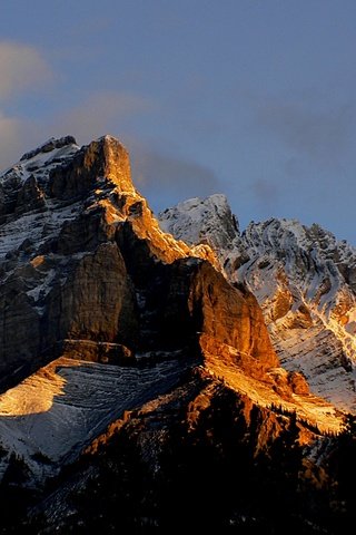 Обои горы, скалы, восход, снег, канада, национальный парк банф, mountains, rocks, sunrise, snow, canada, banff national park разрешение 2400x1733 Загрузить