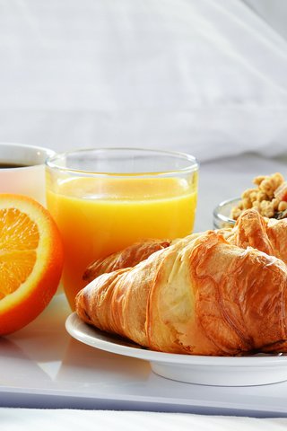 Обои кофе, апельсин, завтрак, сок, круассаны, coffee, orange, breakfast, juice, croissants разрешение 3840x2400 Загрузить