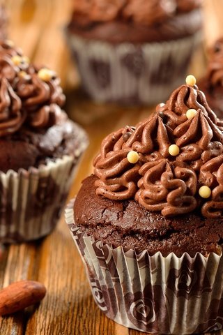 Обои шоколад, сладкое, десерт, кексы, крем, какао-бобы, chocolate, sweet, dessert, cupcakes, cream, cocoa beans разрешение 1920x1200 Загрузить
