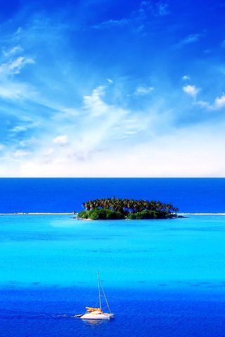 Обои море, яхта, остров, тропики, sea, yacht, island, tropics разрешение 3072x1920 Загрузить