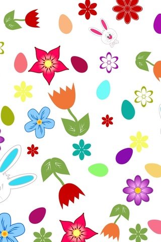 Обои цветы, обои, кролики, пасха, яйца, зайчики, flowers, wallpaper, rabbits, easter, eggs, bunnies разрешение 2560x1600 Загрузить