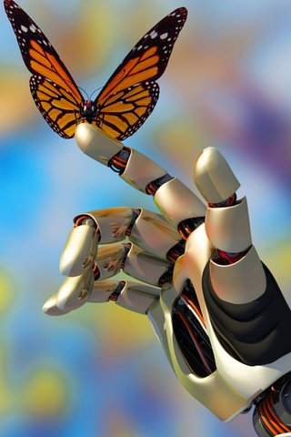 Обои рука, насекомое, бабочка, робот, размытость, 3д, hand, insect, butterfly, robot, blur, 3d разрешение 2880x1800 Загрузить