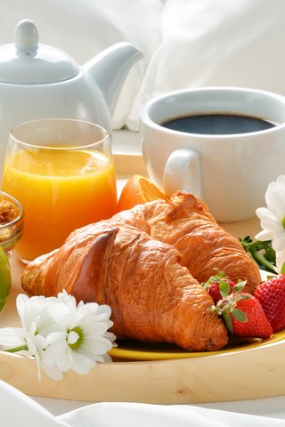 Обои утро, мюсли, клубника, сок, кофе, круассаны, джем, coffee cup, ягоды, яблоко, завтрак, круассан, morning, muesli, strawberry, juice, coffee, croissants, jam, berries, apple, breakfast, croissant разрешение 6016x3248 Загрузить
