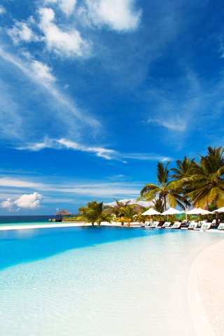 Обои море, пляж, бассейн, курорт, тропики, мальдивы, 14, sea, beach, pool, resort, tropics, the maldives разрешение 5760x3840 Загрузить