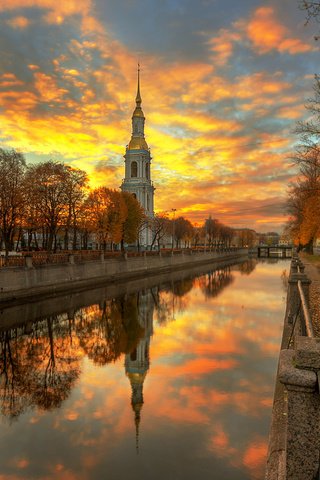 Обои река, закат, город, осень, россия, санкт-петербург, часовня, river, sunset, the city, autumn, russia, saint petersburg, chapel разрешение 1920x1200 Загрузить