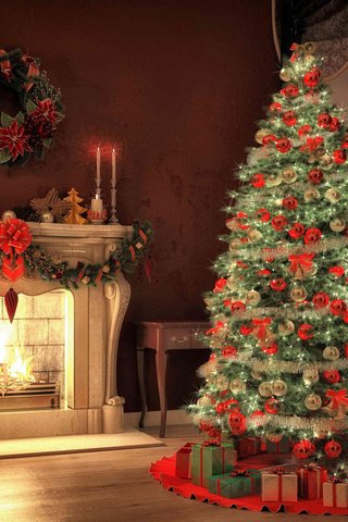 Обои новый год, елка, камин, рождество, new year, tree, fireplace, christmas разрешение 1920x1200 Загрузить