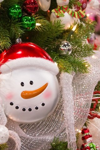 Обои новый год, елка, снеговик, рождество, елочные игрушки, new year, tree, snowman, christmas, christmas decorations разрешение 1920x1200 Загрузить