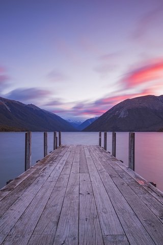 Обои озеро, горы, природа, мостик, пейзаж, jon teo, lake, mountains, nature, the bridge, landscape разрешение 1920x1200 Загрузить