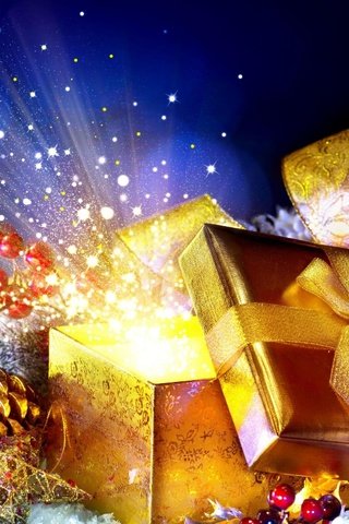 Обои новый год, подарок, рождество, шишки, коробка, new year, gift, christmas, bumps, box разрешение 2560x1600 Загрузить