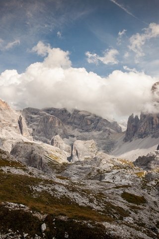 Обои небо, облака, горы, снег, the sky, clouds, mountains, snow разрешение 2048x1365 Загрузить