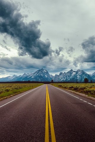 Обои небо, дорога, облака, горы, природа, the sky, road, clouds, mountains, nature разрешение 7843x4462 Загрузить