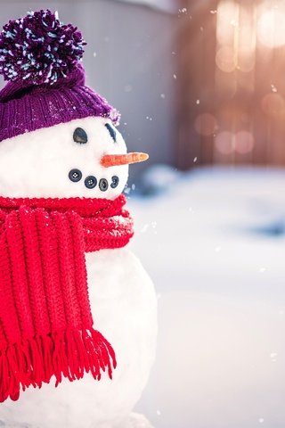 Обои снег, зима, снеговик, шарф, snow, winter, snowman, scarf разрешение 5600x3733 Загрузить