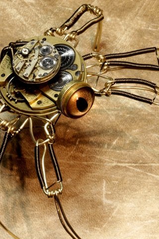 Обои фон, робот, паук, стимпанк, background, robot, spider, steampunk разрешение 3840x2160 Загрузить