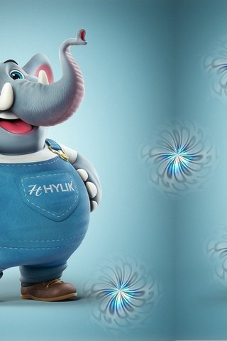 Обои арт, улыбка, слон, слоник, хобот, 3д, детская, a mascoteria, hylik, art, smile, elephant, trunk, 3d, children's разрешение 2456x1496 Загрузить