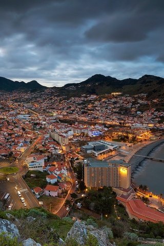 Обои горы, atlantic ocean, machico bay, панорама, машику, побережье, залив, ночной город, португалия, мадейра, атлантический океан, mountains, panorama, machico, coast, bay, night city, portugal, madeira, the atlantic ocean разрешение 2500x1417 Загрузить