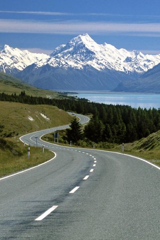 Обои дорога, горы, природа, пейзаж, road, mountains, nature, landscape разрешение 1920x1080 Загрузить
